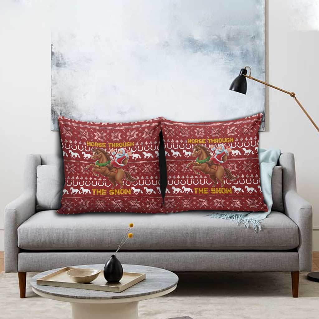 Horse Through The Snow Christmas Design Pillow Cover Xmas Holiday Patterns - Wonder Print Shop