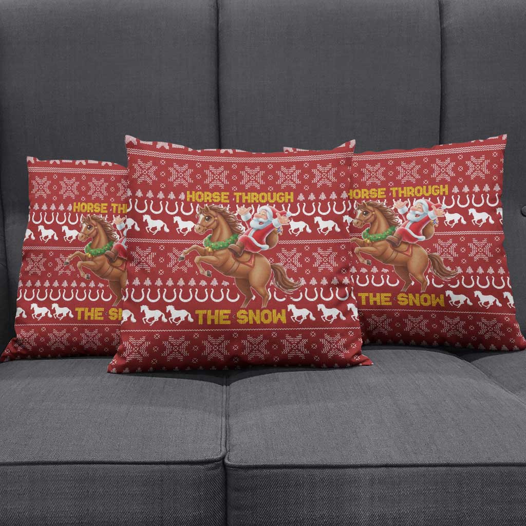 Horse Through The Snow Christmas Design Pillow Cover Xmas Holiday Patterns - Wonder Print Shop