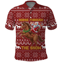 Horse Through The Snow Christmas Design Polo Shirt Xmas Holiday Patterns - Wonder Print Shop