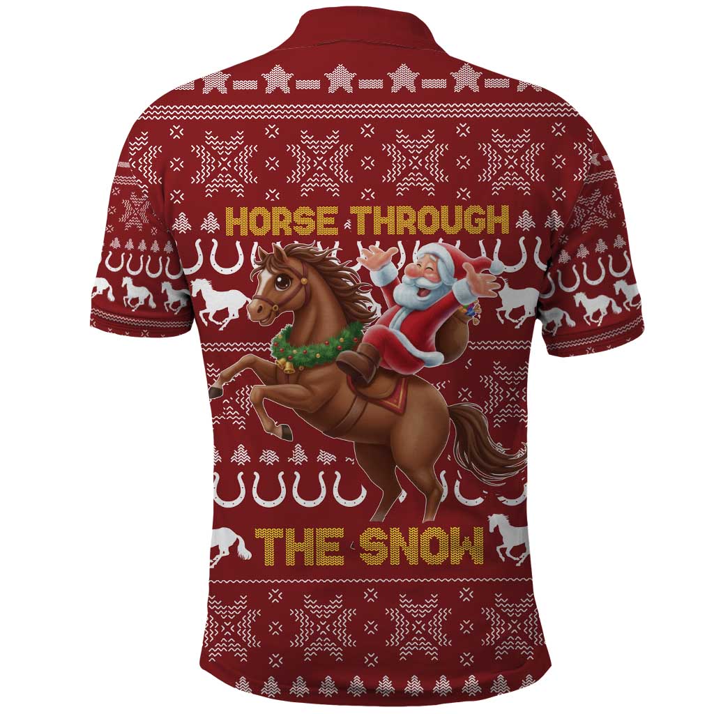 Horse Through The Snow Christmas Design Polo Shirt Xmas Holiday Patterns - Wonder Print Shop