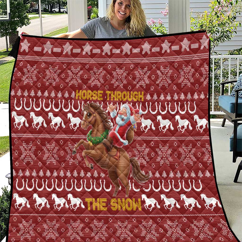 Horse Through The Snow Christmas Design Quilt Xmas Holiday Patterns - Wonder Print Shop