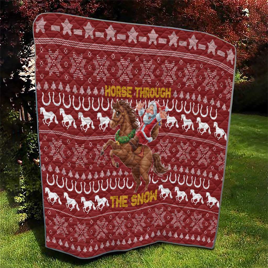 Horse Through The Snow Christmas Design Quilt Xmas Holiday Patterns - Wonder Print Shop