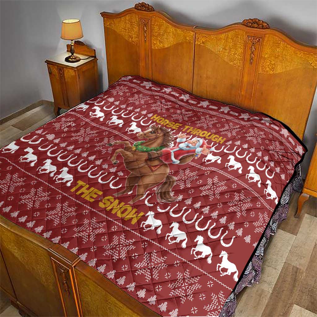 Horse Through The Snow Christmas Design Quilt Xmas Holiday Patterns - Wonder Print Shop
