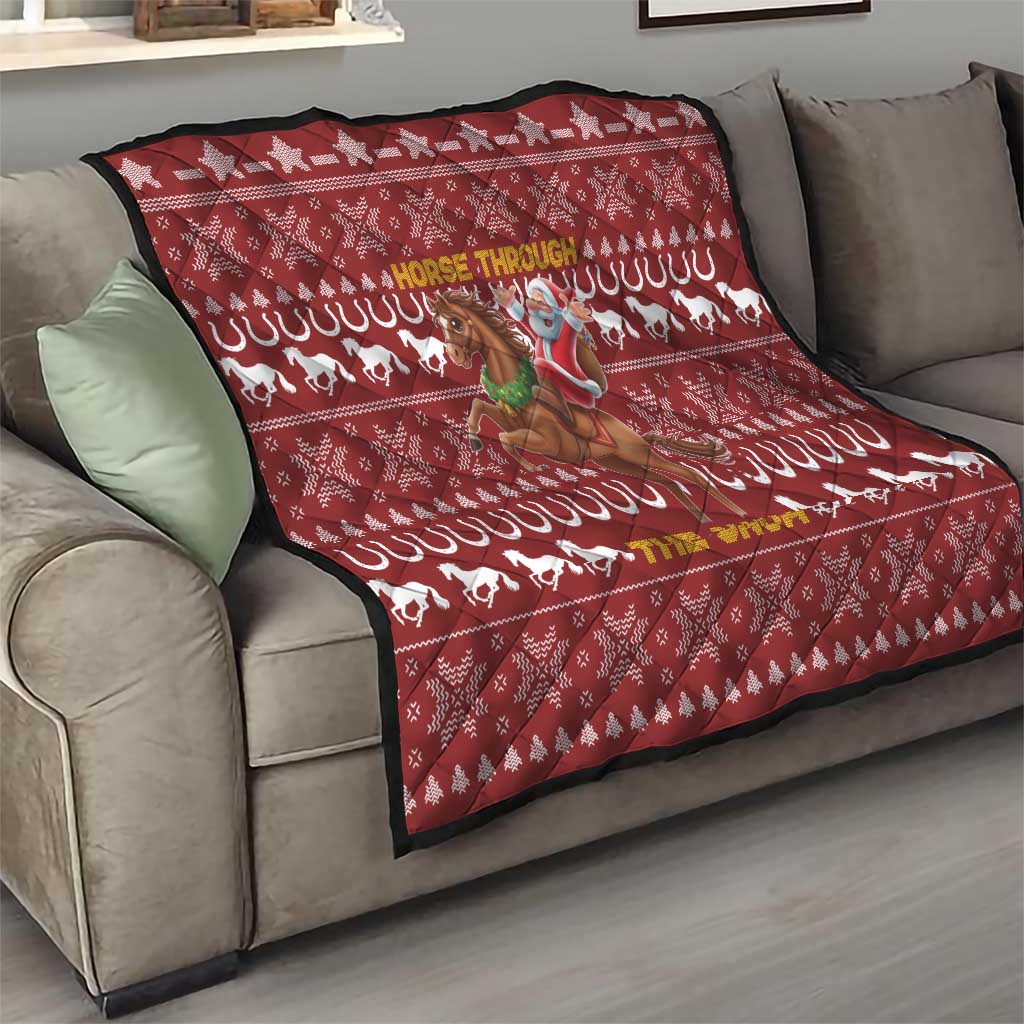 Horse Through The Snow Christmas Design Quilt Xmas Holiday Patterns - Wonder Print Shop