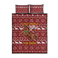 Horse Through The Snow Christmas Design Quilt Bed Set Xmas Holiday Patterns - Wonder Print Shop