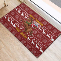 Horse Through The Snow Christmas Design Rubber Doormat Xmas Holiday Patterns - Wonder Print Shop