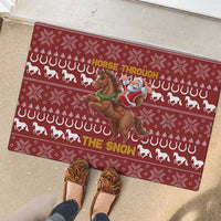 Horse Through The Snow Christmas Design Rubber Doormat Xmas Holiday Patterns - Wonder Print Shop