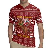 Horse Through The Snow Christmas Design Rugby Jersey Xmas Holiday Patterns - Wonder Print Shop