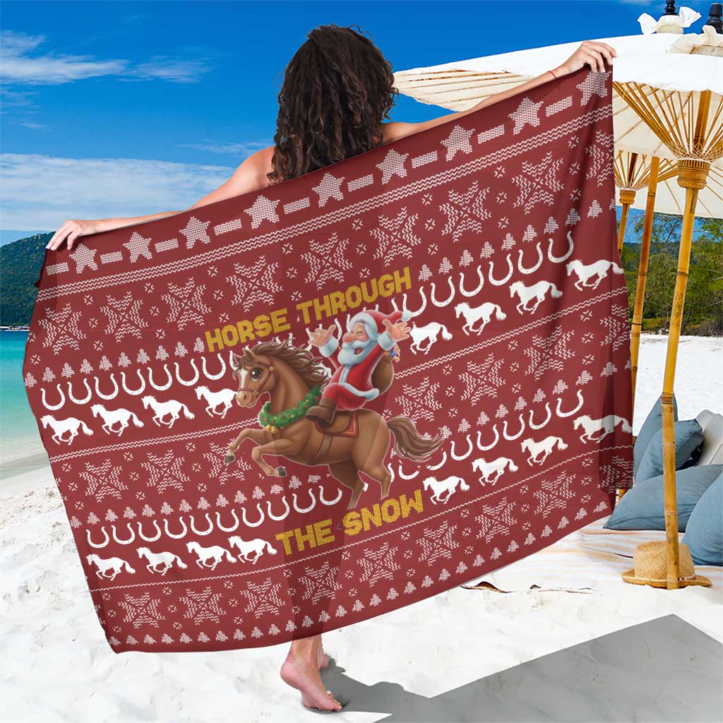 Horse Through The Snow Christmas Design Sarong Xmas Holiday Patterns - Wonder Print Shop