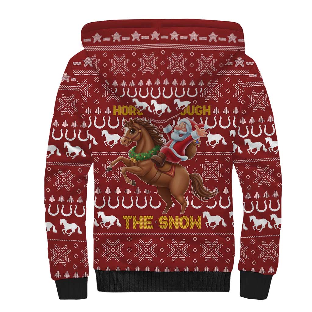 Horse Through The Snow Christmas Design Sherpa Hoodie Xmas Holiday Patterns - Wonder Print Shop
