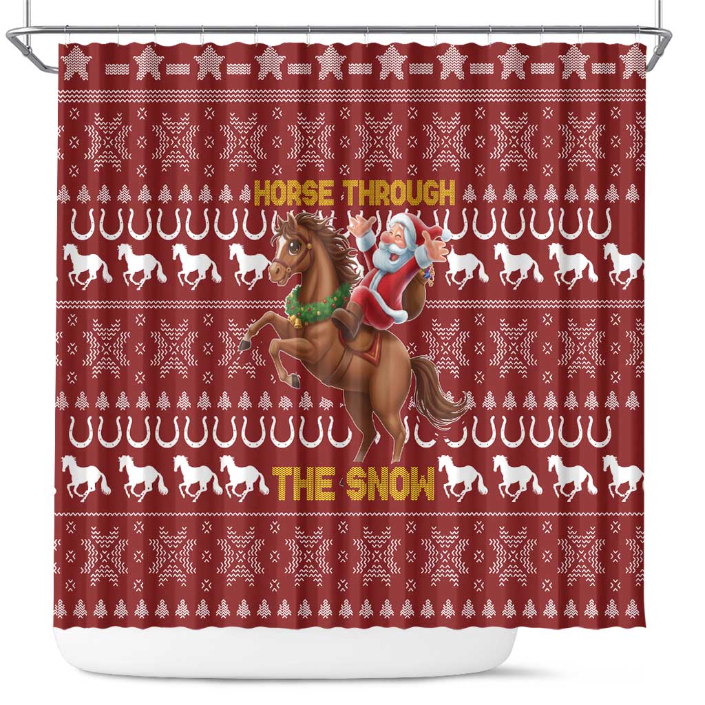 Horse Through The Snow Christmas Design Shower Curtain Xmas Holiday Patterns - Wonder Print Shop