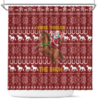 Horse Through The Snow Christmas Design Shower Curtain Xmas Holiday Patterns - Wonder Print Shop