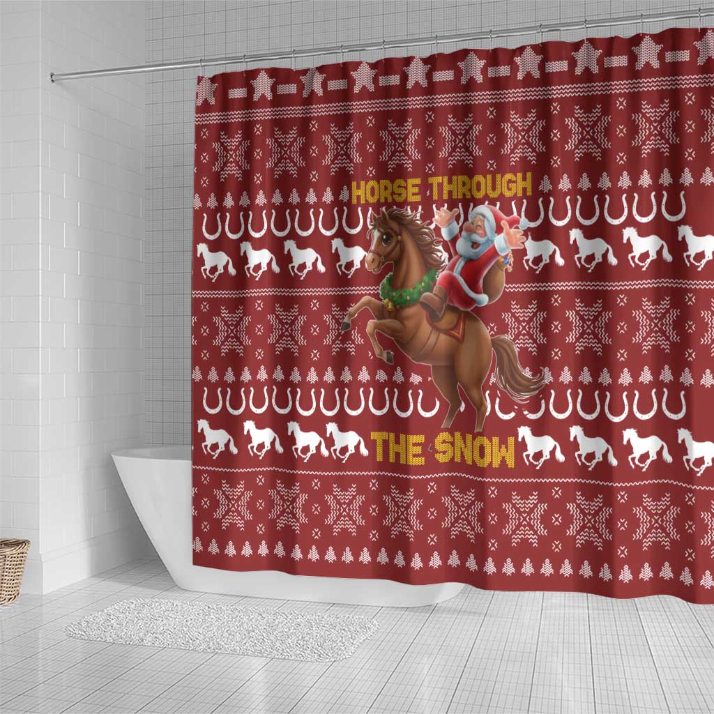 Horse Through The Snow Christmas Design Shower Curtain Xmas Holiday Patterns - Wonder Print Shop