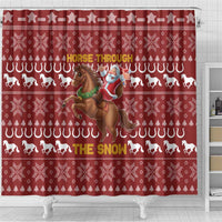 Horse Through The Snow Christmas Design Shower Curtain Xmas Holiday Patterns - Wonder Print Shop