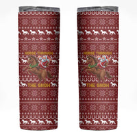 Horse Through The Snow Christmas Design Skinny Tumbler Xmas Holiday Patterns - Wonder Print Shop