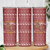 Horse Through The Snow Christmas Design Skinny Tumbler Xmas Holiday Patterns - Wonder Print Shop