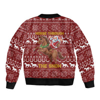 Horse Through The Snow Christmas Design Sleeve Zip Bomber Jacket Xmas Holiday Patterns - Wonder Print Shop