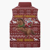 Horse Through The Snow Christmas Design Sleeveless Puffer Jacket Xmas Holiday Patterns - Wonder Print Shop