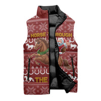 Horse Through The Snow Christmas Design Sleeveless Puffer Jacket Xmas Holiday Patterns - Wonder Print Shop