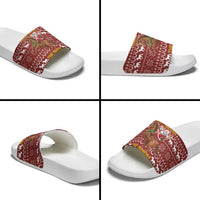 Horse Through The Snow Christmas Design Slide Sandals Xmas Holiday Patterns - Wonder Print Shop