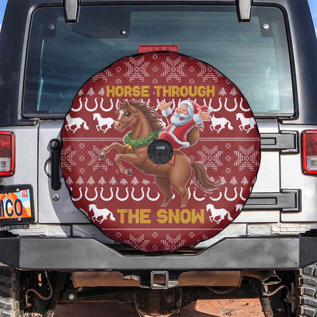 Horse Through The Snow Christmas Design Spare Tire Cover Xmas Holiday Patterns - Wonder Print Shop