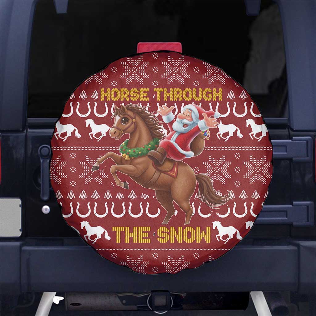 Horse Through The Snow Christmas Design Spare Tire Cover Xmas Holiday Patterns - Wonder Print Shop