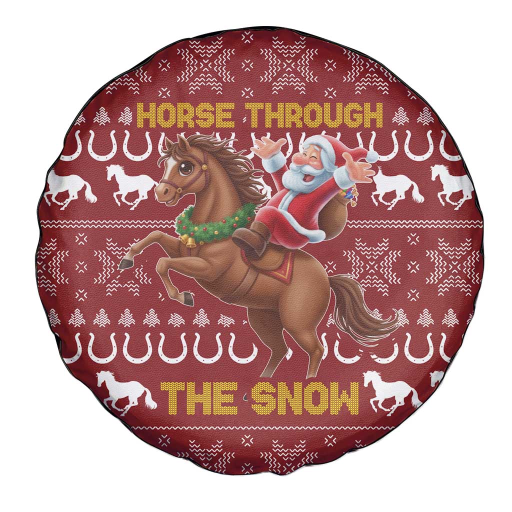 Horse Through The Snow Christmas Design Spare Tire Cover Xmas Holiday Patterns - Wonder Print Shop