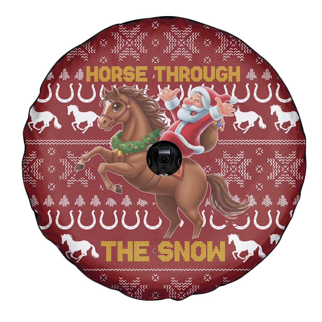 Horse Through The Snow Christmas Design Spare Tire Cover Xmas Holiday Patterns - Wonder Print Shop