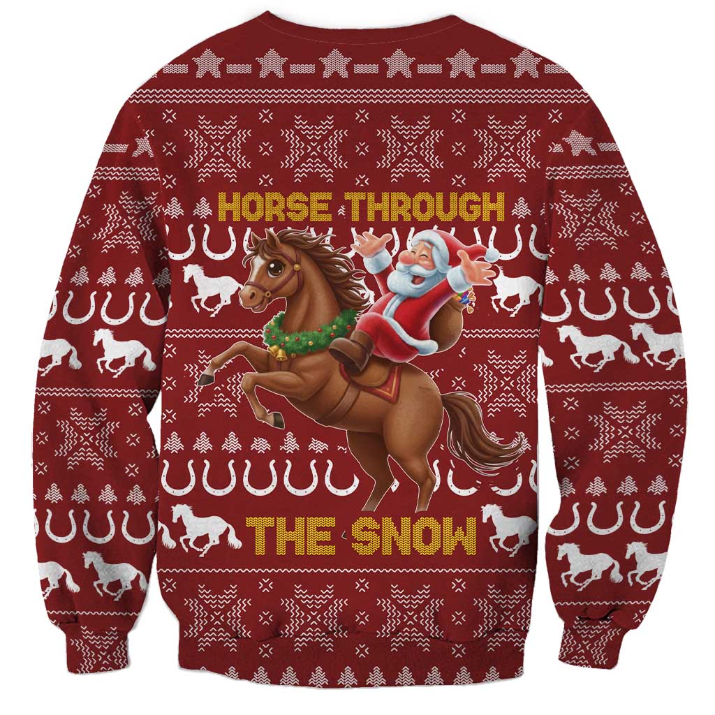 Horse Through The Snow Christmas Design Sweatshirt Xmas Holiday Patterns - Wonder Print Shop