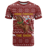 Horse Through The Snow Christmas Design T Shirt Xmas Holiday Patterns - Wonder Print Shop