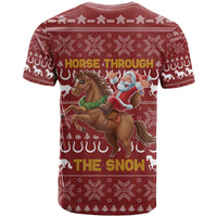 Horse Through The Snow Christmas Design T Shirt Xmas Holiday Patterns - Wonder Print Shop