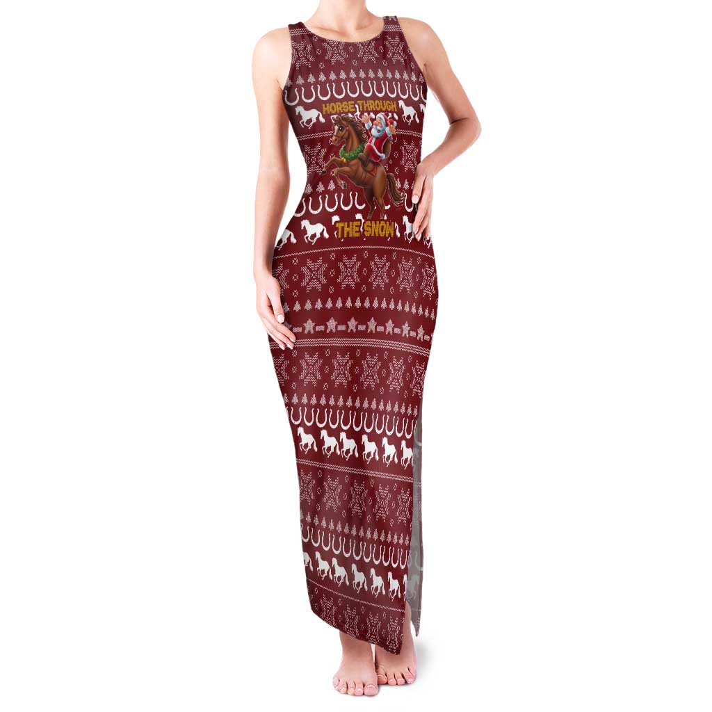 Horse Through The Snow Christmas Design Tank Maxi Dress Xmas Holiday Patterns - Wonder Print Shop