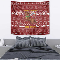 Horse Through The Snow Christmas Design Tapestry Xmas Holiday Patterns - Wonder Print Shop