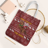 Horse Through The Snow Christmas Design Tote Bag Xmas Holiday Patterns - Wonder Print Shop