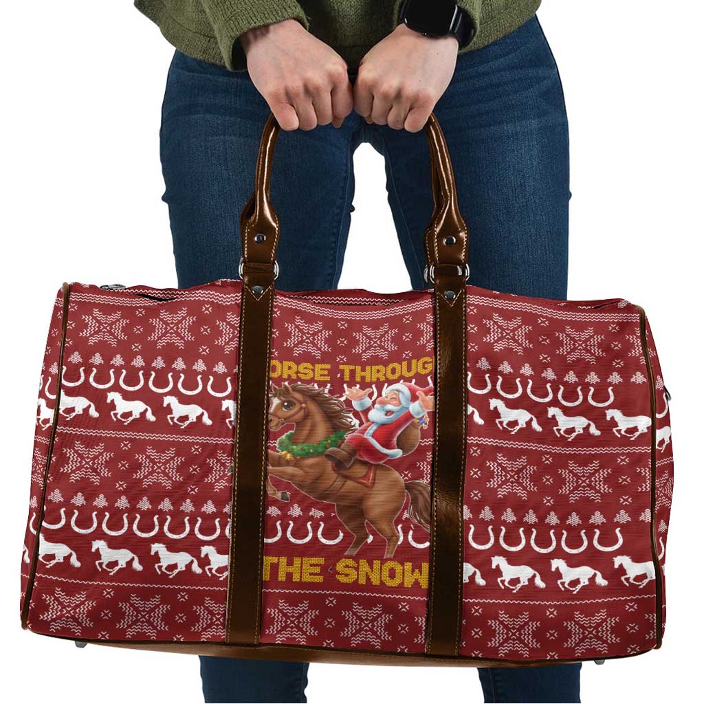Horse Through The Snow Christmas Design Travel Bag Xmas Holiday Patterns - Wonder Print Shop