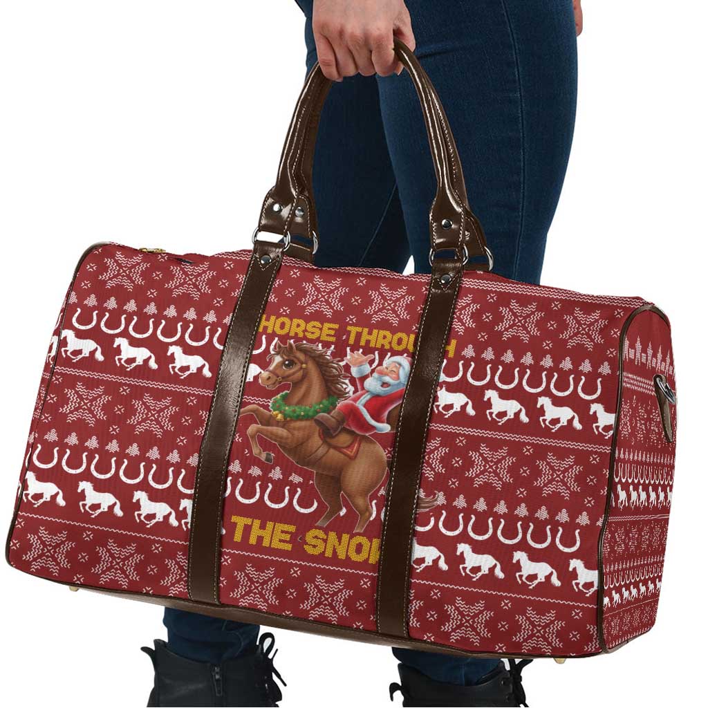 Horse Through The Snow Christmas Design Travel Bag Xmas Holiday Patterns - Wonder Print Shop