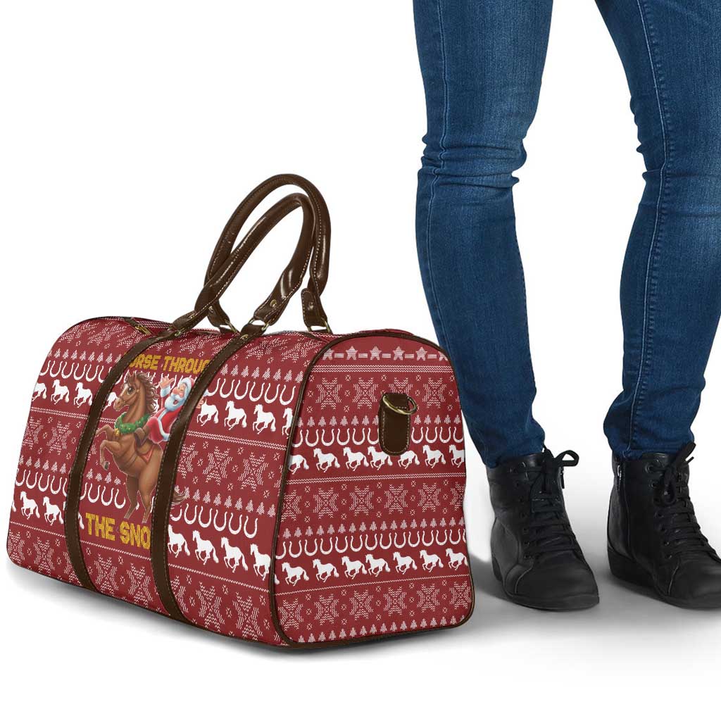 Horse Through The Snow Christmas Design Travel Bag Xmas Holiday Patterns - Wonder Print Shop