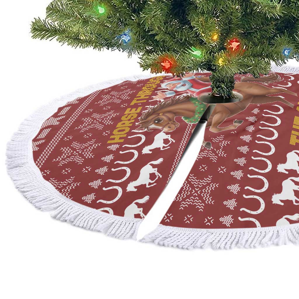 Horse Through The Snow Christmas Design Tree Skirt Xmas Holiday Patterns - Wonder Print Shop