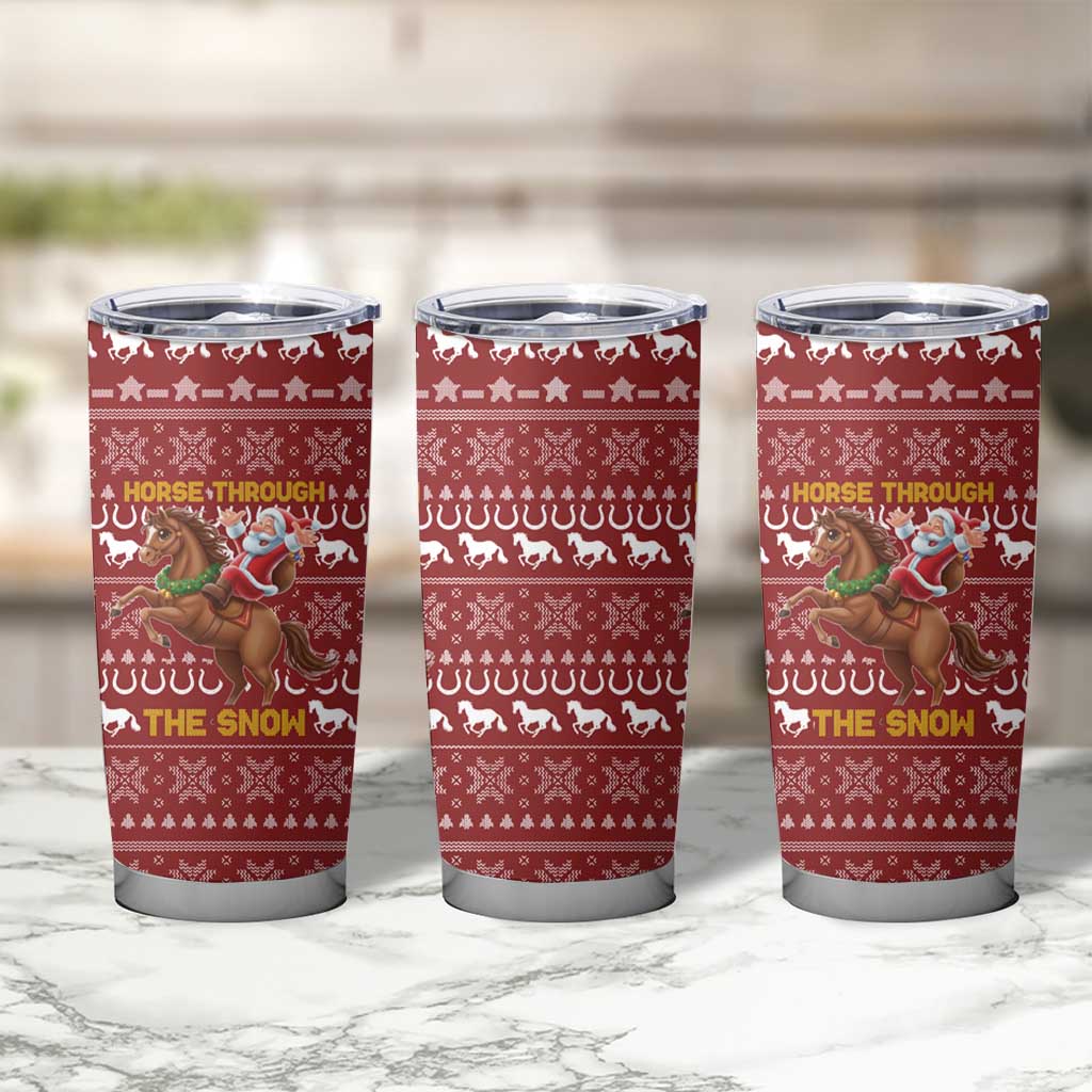 Horse Through The Snow Christmas Design Tumbler Cup Xmas Holiday Patterns - Wonder Print Shop