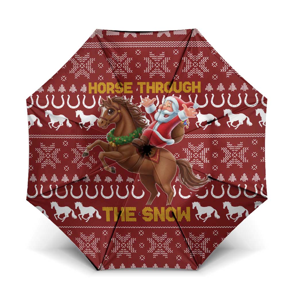 Horse Through The Snow Christmas Design Umbrella Xmas Holiday Patterns - Wonder Print Shop