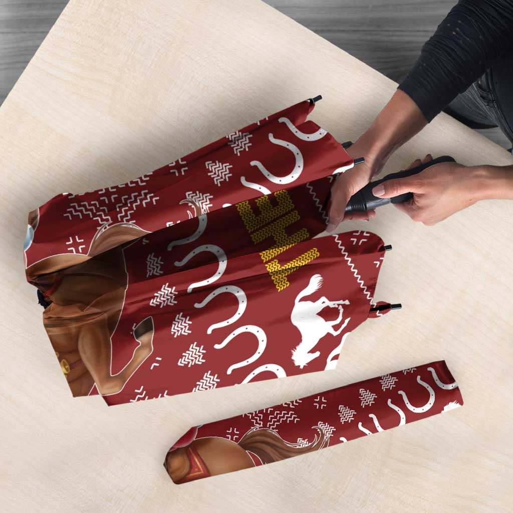 Horse Through The Snow Christmas Design Umbrella Xmas Holiday Patterns - Wonder Print Shop