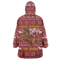 Horse Through The Snow Christmas Design Wearable Blanket Hoodie Xmas Holiday Patterns - Wonder Print Shop