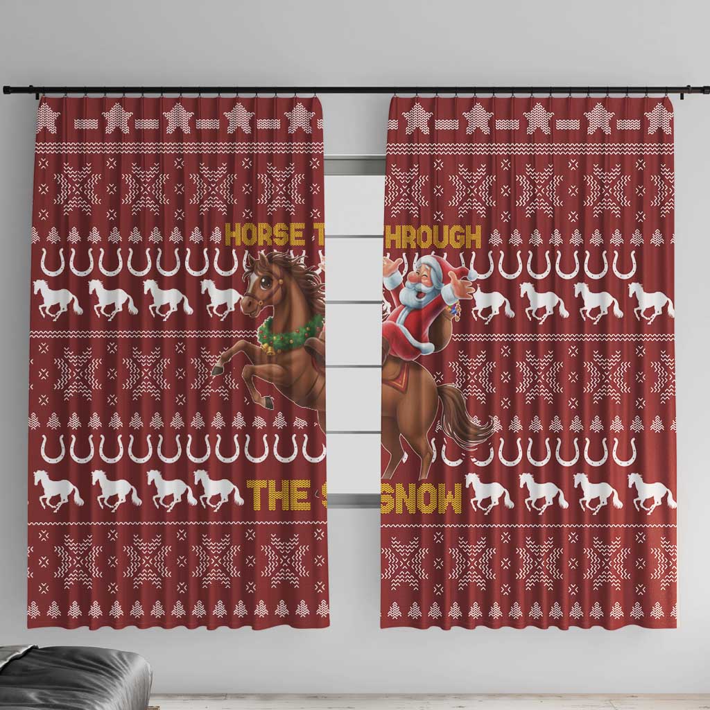 Horse Through The Snow Christmas Design Window Curtain Xmas Holiday Patterns - Wonder Print Shop