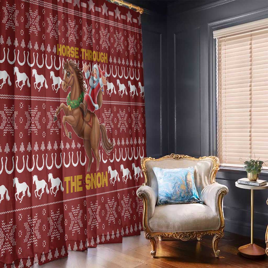 Horse Through The Snow Christmas Design Window Curtain Xmas Holiday Patterns - Wonder Print Shop
