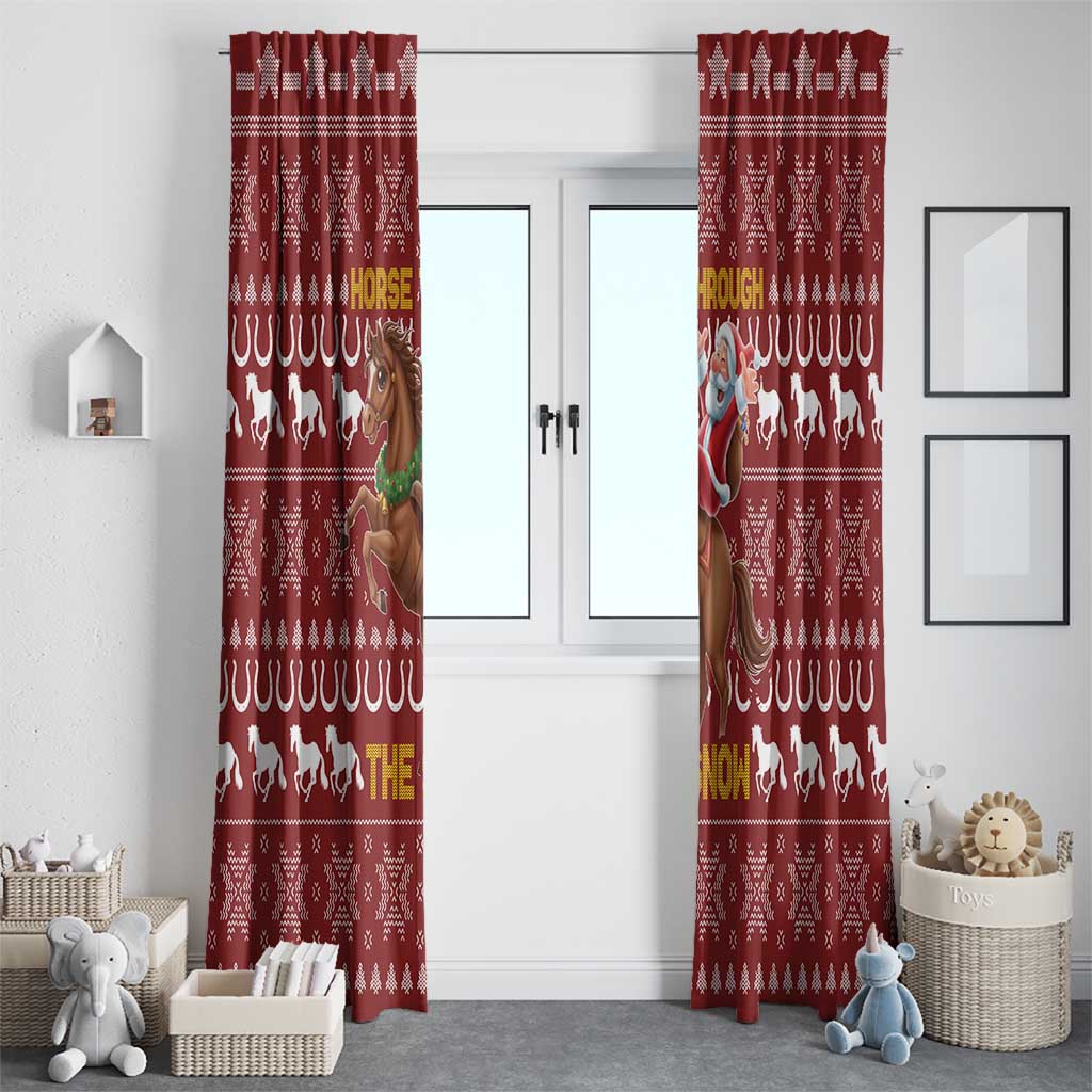 Horse Through The Snow Christmas Design Window Curtain Xmas Holiday Patterns - Wonder Print Shop