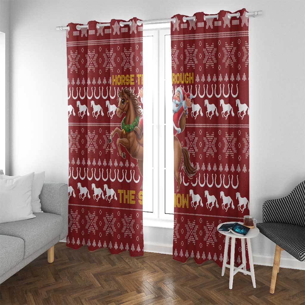 Horse Through The Snow Christmas Design Window Curtain Xmas Holiday Patterns - Wonder Print Shop