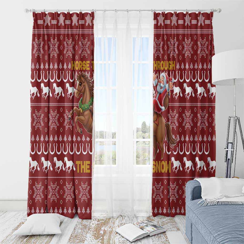 Horse Through The Snow Christmas Design Window Curtain Xmas Holiday Patterns - Wonder Print Shop