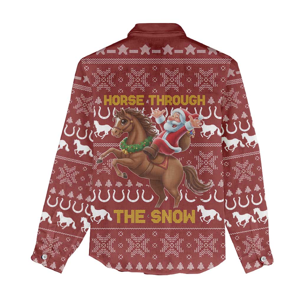 Horse Through The Snow Christmas Design Women Casual Shirt Xmas Holiday Patterns - Wonder Print Shop