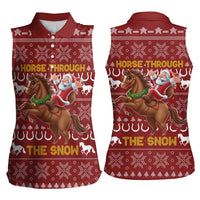 Horse Through The Snow Christmas Design Women Sleeveless Polo Shirt Xmas Holiday Patterns - Wonder Print Shop