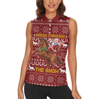 Horse Through The Snow Christmas Design Women Sleeveless Polo Shirt Xmas Holiday Patterns - Wonder Print Shop